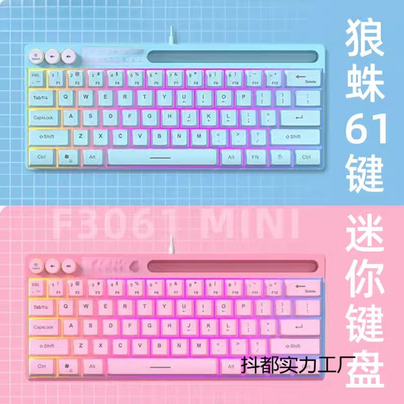 Aula Wolf Spider F3061 Mini Mechanical Feel Small Keyboard 61-Key Wired Rgb Desktop Notebook Tablet Portable - Image 2
